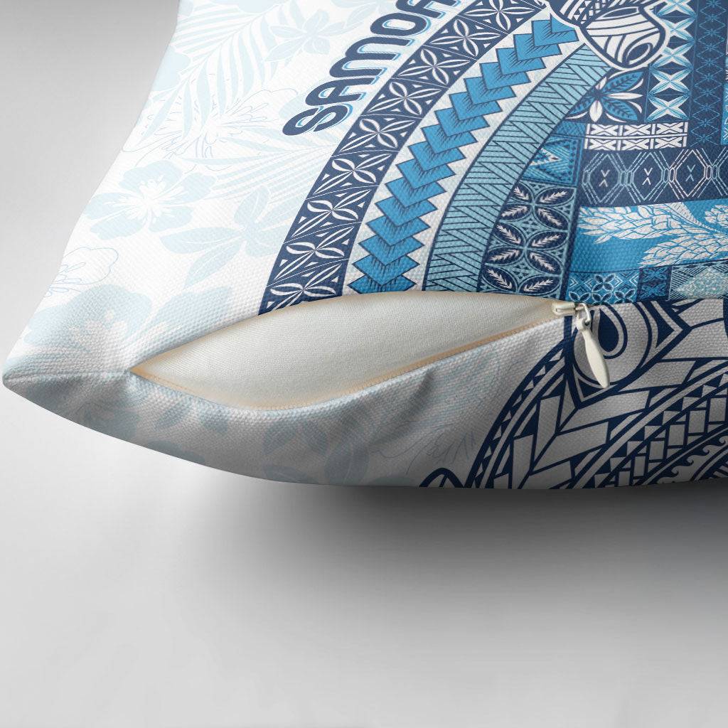 Samoa Mamanu Siapo Royal Blue Pillow Cover Tatau Malie