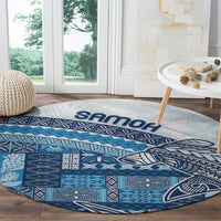 Samoa Mamanu Siapo Royal Blue Round Carpet Tatau Malie