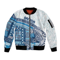 Samoa Mamanu Siapo Royal Blue Sleeve Zip Bomber Jacket Tatau Malie