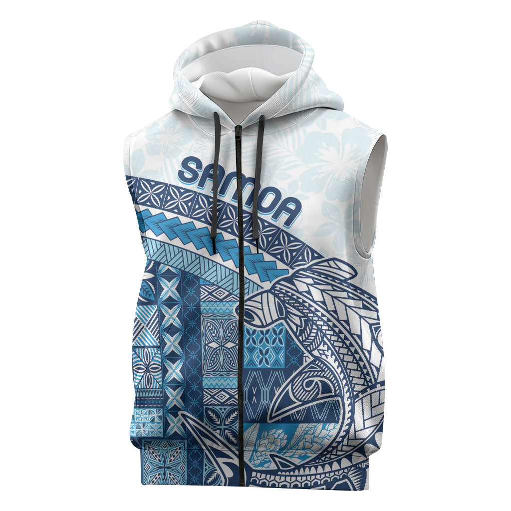 Samoa Mamanu Siapo Royal Blue Sleeveless Zip Hoodie Tatau Malie