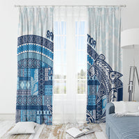 Samoa Mamanu Siapo Royal Blue Window Curtain Tatau Malie