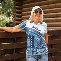 Samoa Mamanu Siapo Royal Blue Women Polo Shirt Tatau Malie