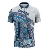 Samoa Mamanu Siapo Royal Blue Zipper Polo Shirt Tatau Malie