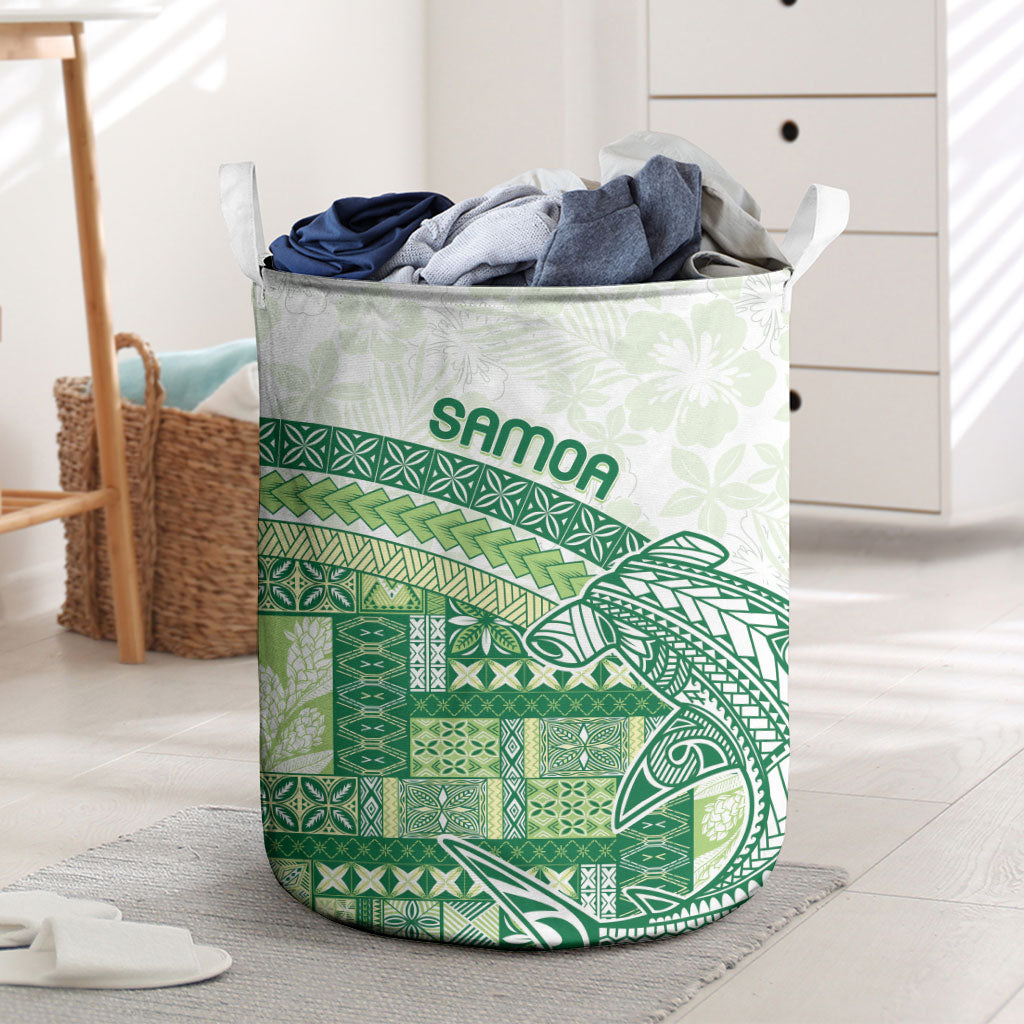 Samoa Mamanu Siapo Forest Green Laundry Basket Tatau Malie