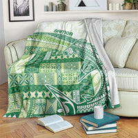 Samoa Mamanu Siapo Forest Green Blanket Tatau Malie
