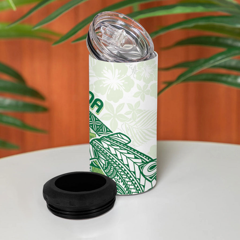 Samoa Mamanu Siapo Forest Green 4 in 1 Can Cooler Tumbler Tatau Malie