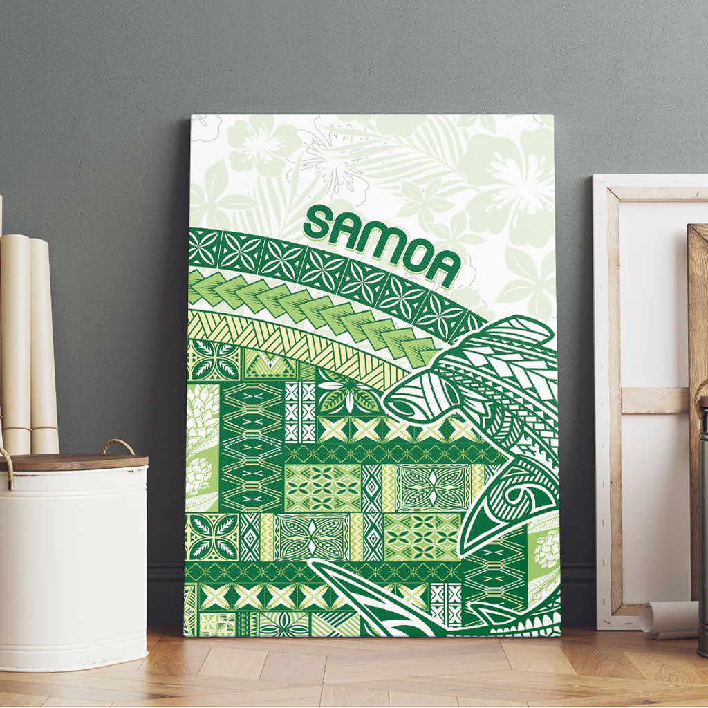 Samoa Mamanu Siapo Forest Green Canvas Wall Art Tatau Malie