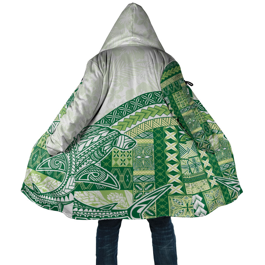 Samoa Mamanu Siapo Forest Green Cloak Tatau Malie
