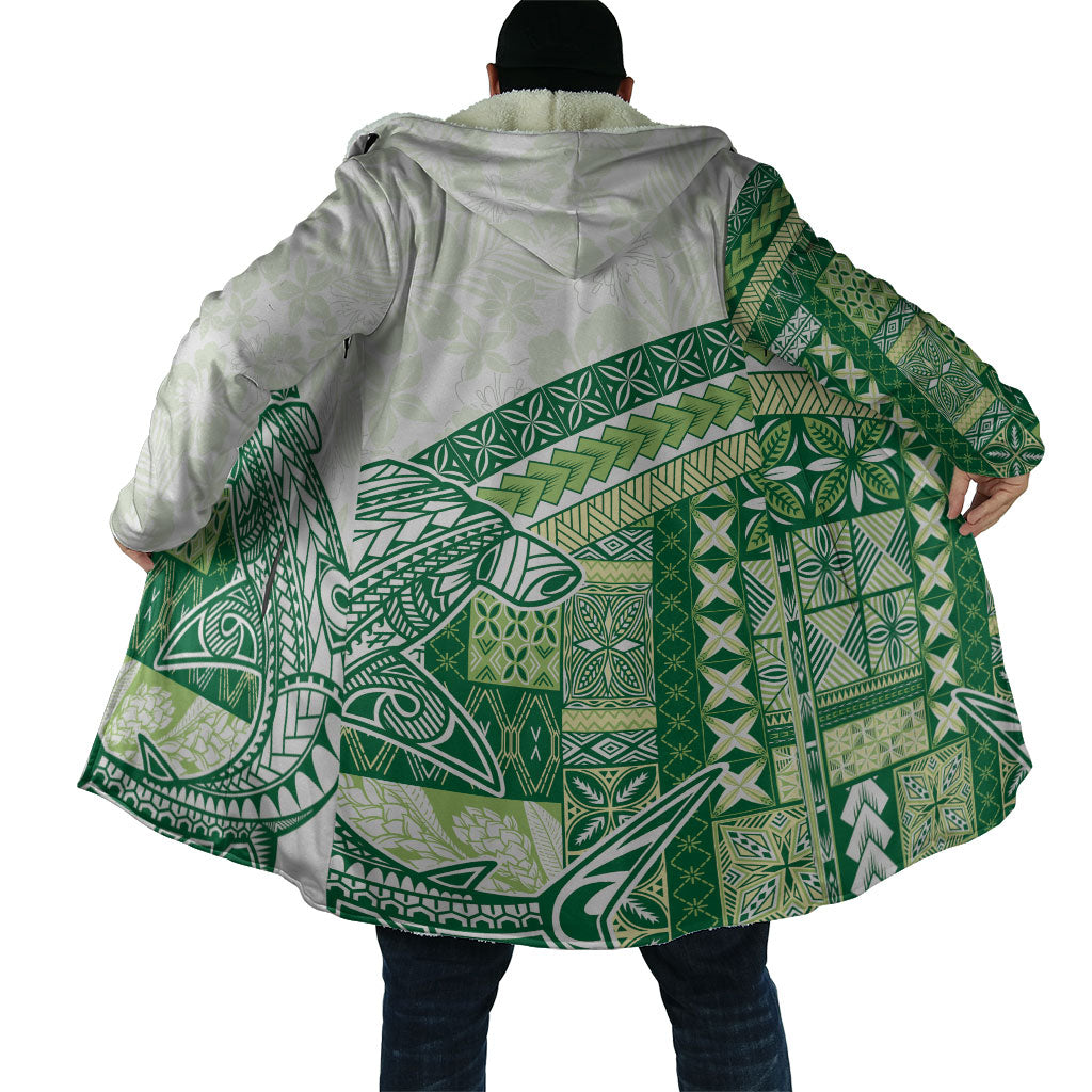 Samoa Mamanu Siapo Forest Green Cloak Tatau Malie