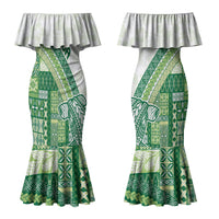 Samoa Mamanu Siapo Forest Green Couples Matching Mermaid Dress and Hawaiian Shirt Tatau Malie