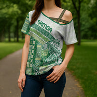 Samoa Mamanu Siapo Forest Green Cross Shoulder Shirt Tatau Malie