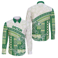 Samoa Mamanu Siapo Forest Green Family Matching Off The Shoulder Long Sleeve Dress and Hawaiian Shirt Tatau Malie