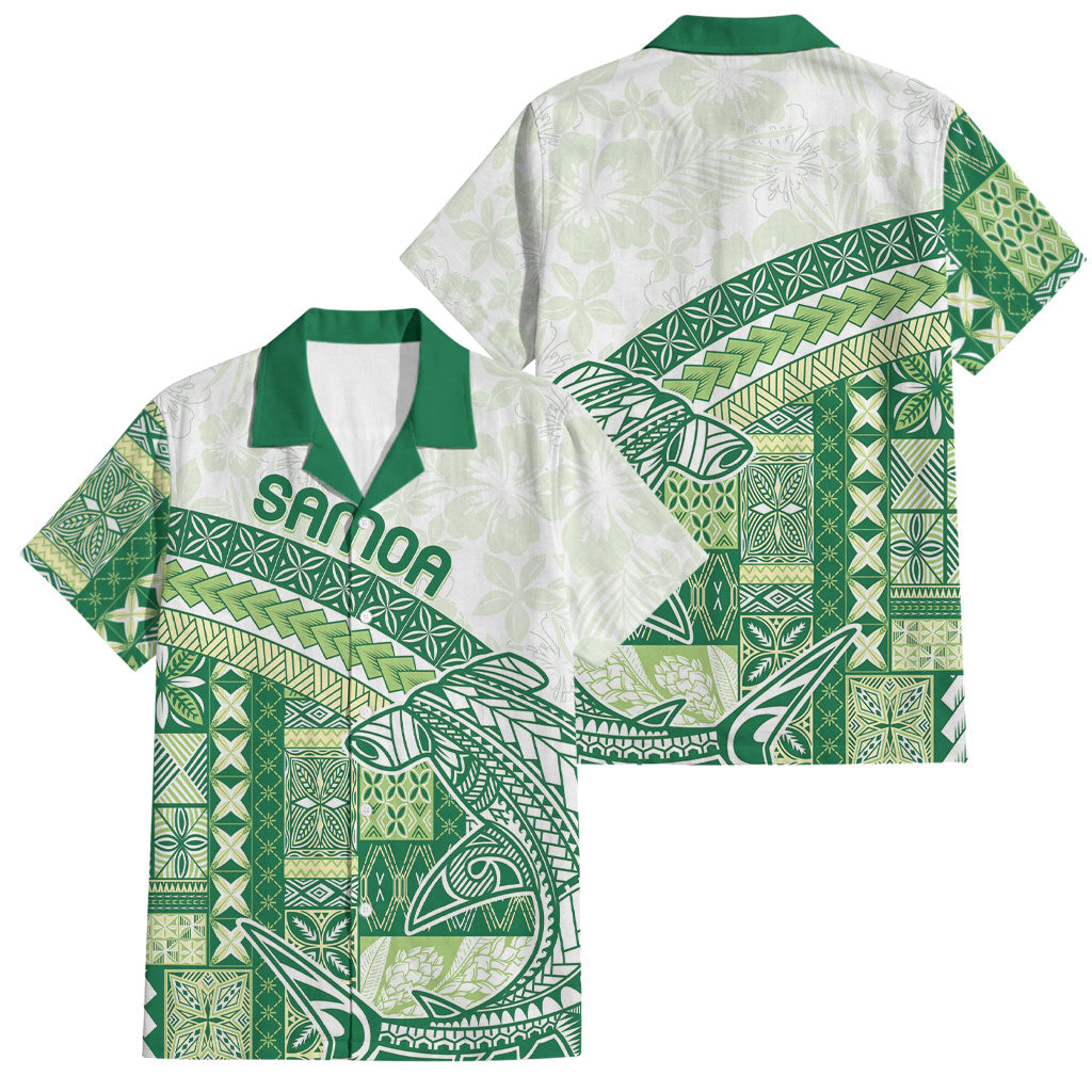 Samoa Mamanu Siapo Forest Green Family Matching Off Shoulder Maxi Dress and Hawaiian Shirt Tatau Malie