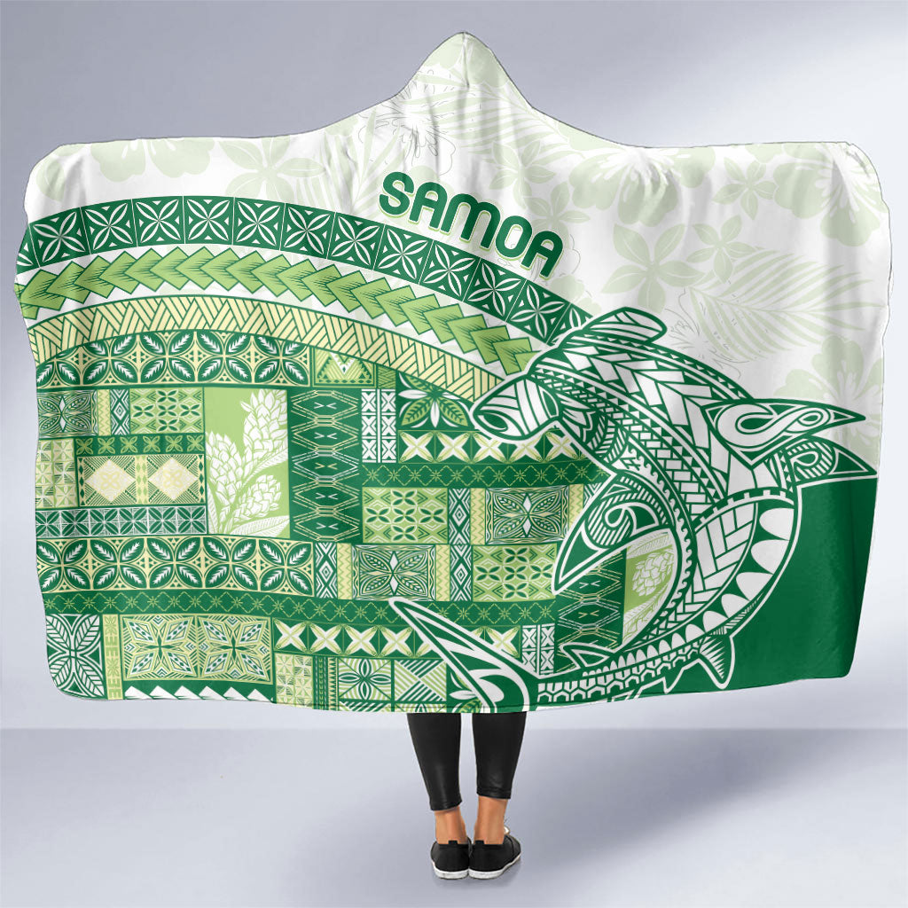 Samoa Mamanu Siapo Forest Green Hooded Blanket Tatau Malie