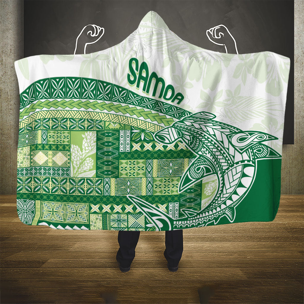 Samoa Mamanu Siapo Forest Green Hooded Blanket Tatau Malie