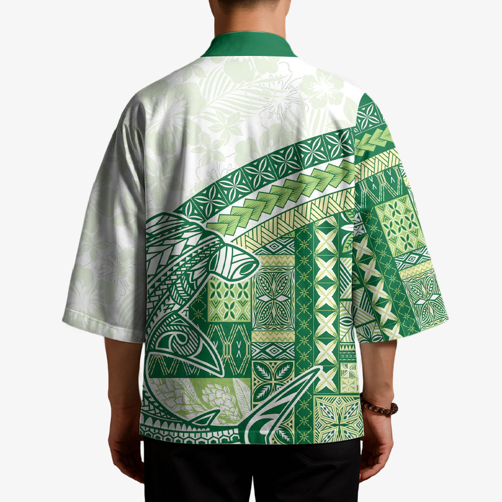 Samoa Mamanu Siapo Forest Green Kimono Tatau Malie