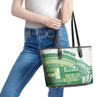 Samoa Mamanu Siapo Forest Green Leather Tote Bag Tatau Malie