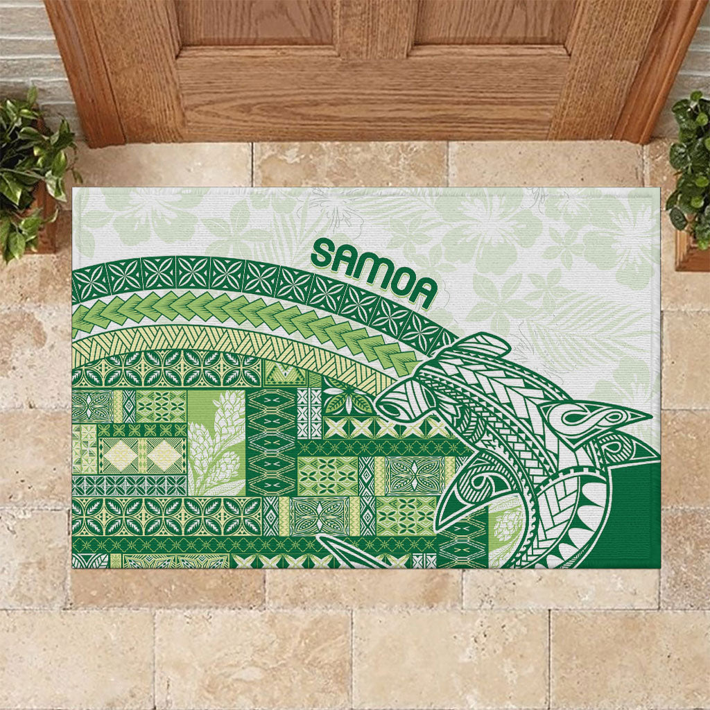 Samoa Mamanu Siapo Forest Green Rubber Doormat Tatau Malie