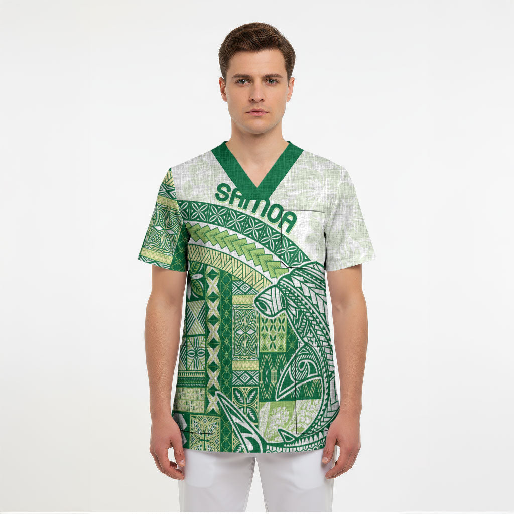 Samoa Mamanu Siapo Forest Green Scrub Top Tatau Malie