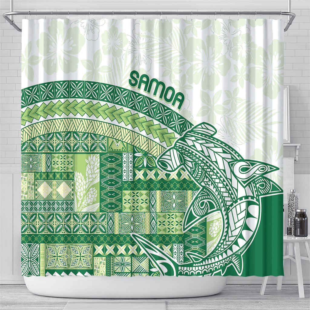 Samoa Mamanu Siapo Forest Green Shower Curtain Tatau Malie