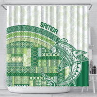 Samoa Mamanu Siapo Forest Green Shower Curtain Tatau Malie