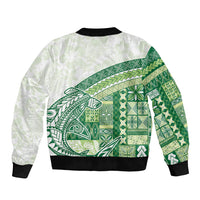 Samoa Mamanu Siapo Forest Green Sleeve Zip Bomber Jacket Tatau Malie