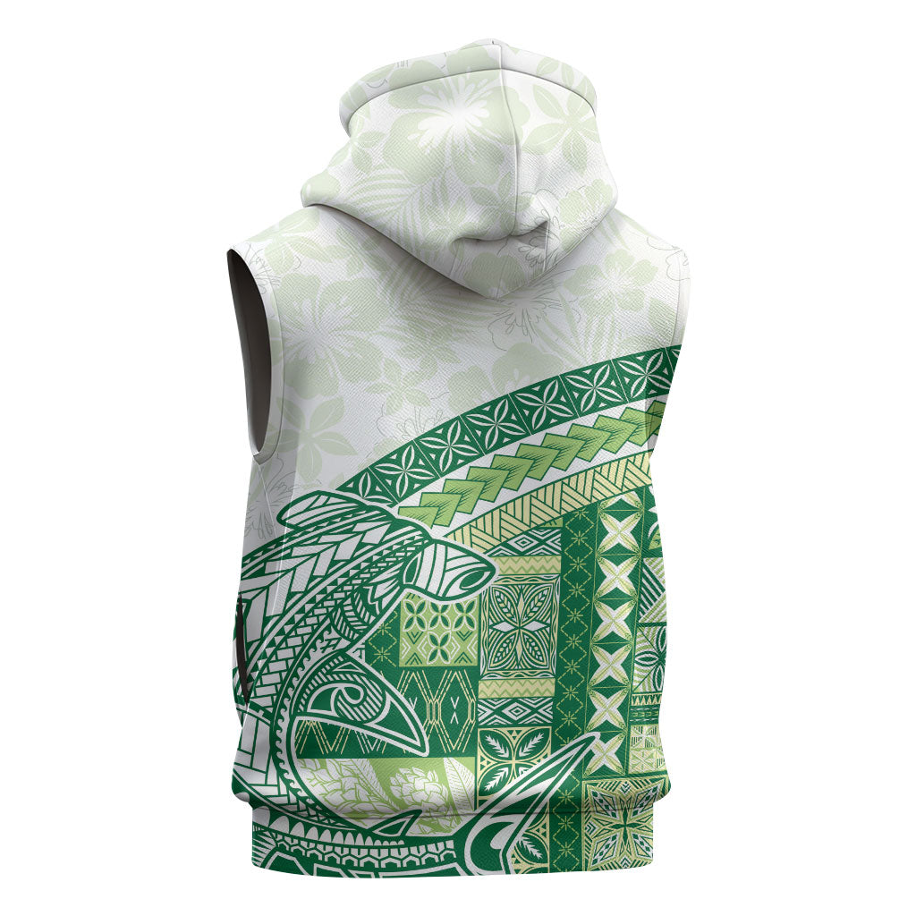 Samoa Mamanu Siapo Forest Green Sleeveless Hoodie Tatau Malie