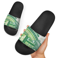 Samoa Mamanu Siapo Forest Green Slide Sandals Tatau Malie
