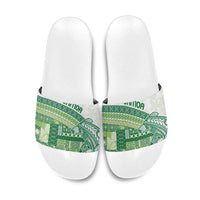 Samoa Mamanu Siapo Forest Green Slide Sandals Tatau Malie