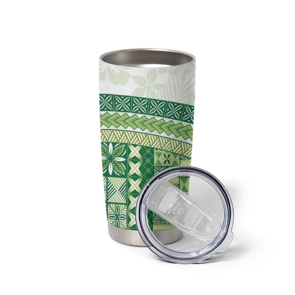 Samoa Mamanu Siapo Forest Green Tumbler Cup Tatau Malie