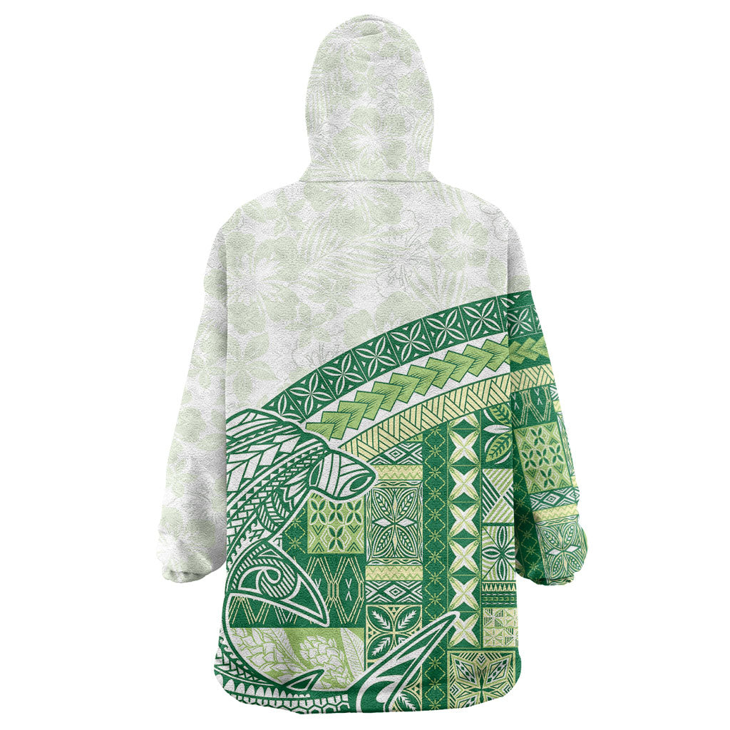 Samoa Mamanu Siapo Forest Green Wearable Blanket Hoodie Tatau Malie