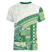Samoa Mamanu Siapo Forest Green Women V-Neck T-Shirt Tatau Malie