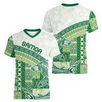 Samoa Mamanu Siapo Forest Green Women V-Neck T-Shirt Tatau Malie