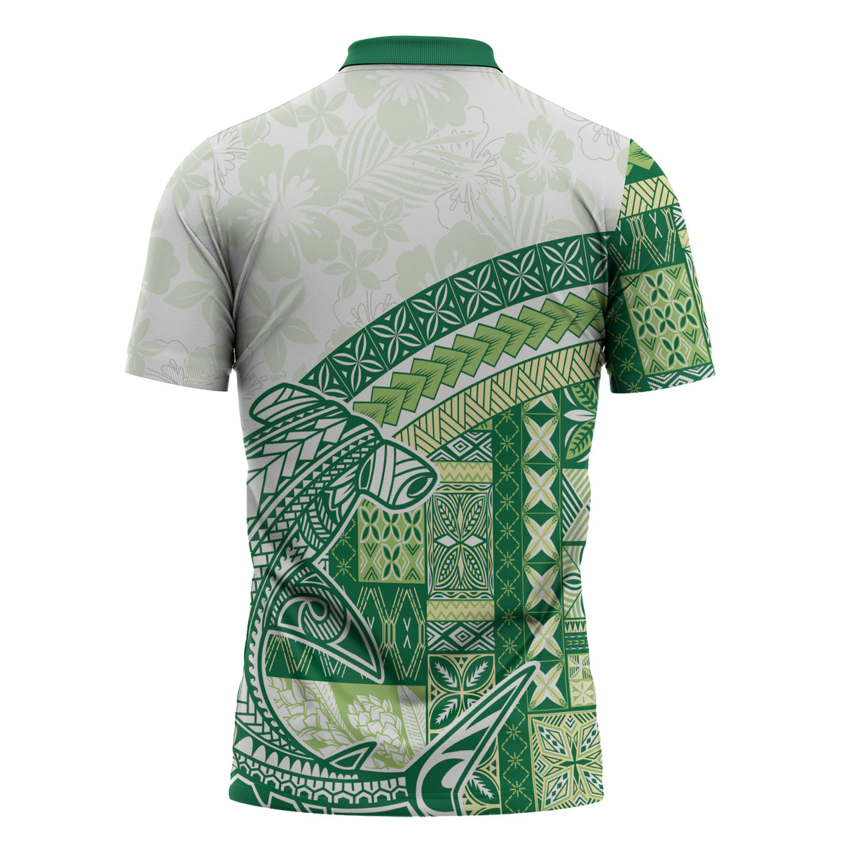 Samoa Mamanu Siapo Forest Green Zipper Polo Shirt Tatau Malie