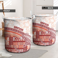 Samoa Mamanu Siapo Crimson Laundry Basket Tatau Malie