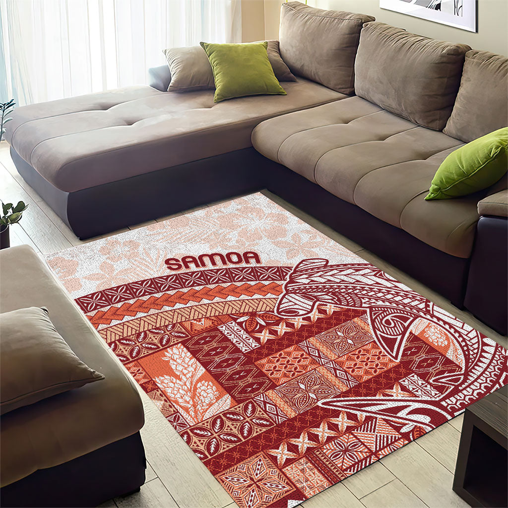 Samoa Mamanu Siapo Crimson Area Rug Tatau Malie