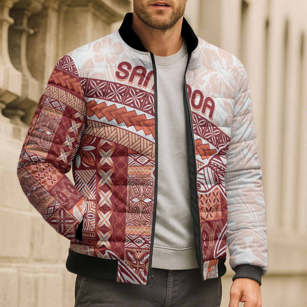 Samoa Mamanu Siapo Crimson Bomber Puffer Jacket Tatau Malie