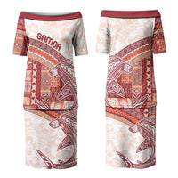 Samoa Mamanu Siapo Crimson Couples Matching Puletasi and Hawaiian Shirt Tatau Malie