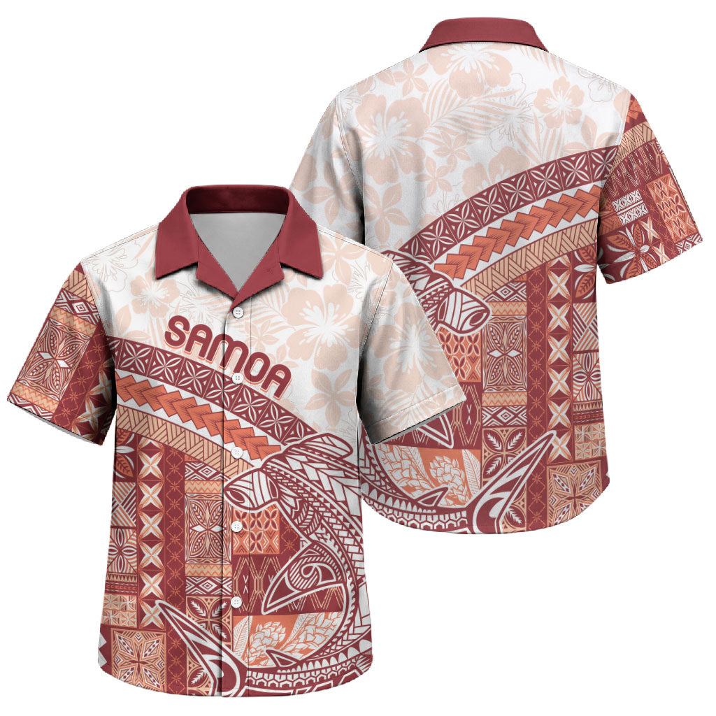 Samoa Mamanu Siapo Crimson Family Matching Off The Shoulder Long Sleeve Dress and Hawaiian Shirt Tatau Malie