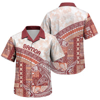 Samoa Mamanu Siapo Crimson Family Matching Off Shoulder Short Dress and Hawaiian Shirt Tatau Malie