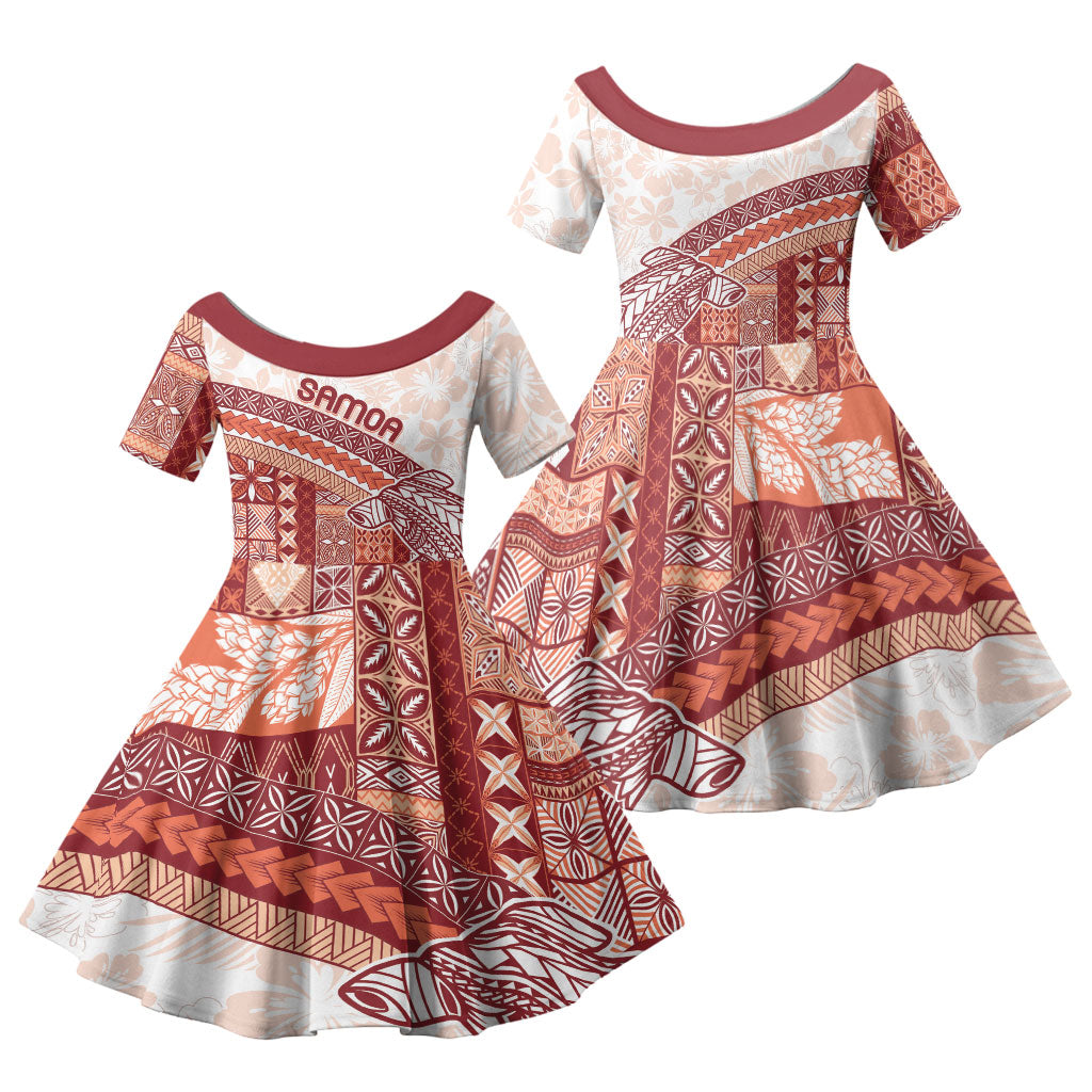 Samoa Mamanu Siapo Crimson Family Matching Summer Maxi Dress and Hawaiian Shirt Tatau Malie