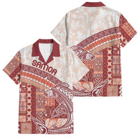 Samoa Mamanu Siapo Crimson Family Matching Tank Maxi Dress and Hawaiian Shirt Tatau Malie