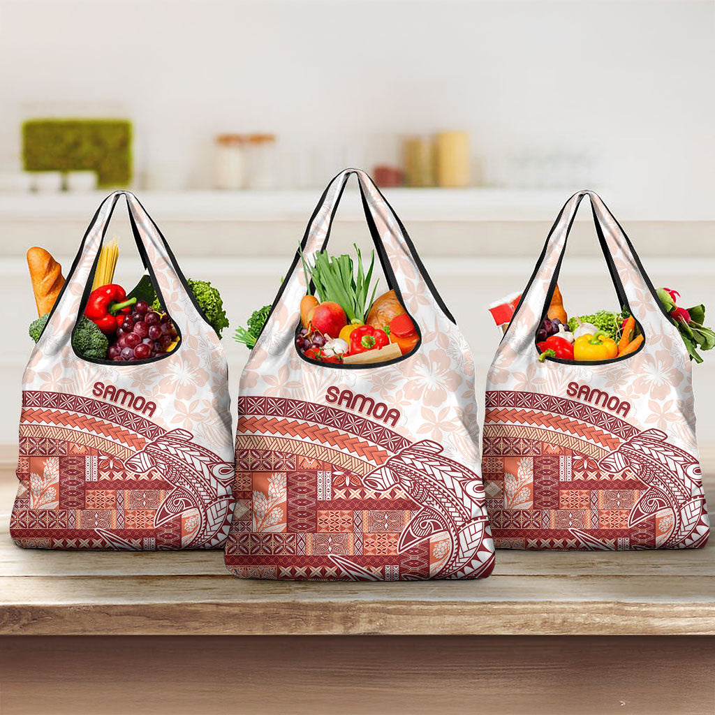 Samoa Mamanu Siapo Crimson Grocery Bag Tatau Malie