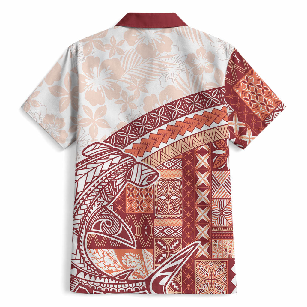 Samoa Mamanu Siapo Crimson Hawaiian Shirt Tatau Malie
