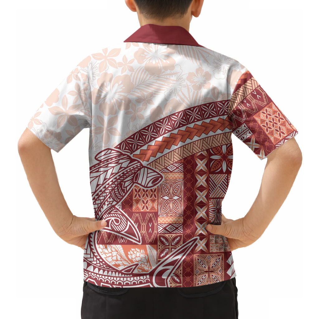Samoa Mamanu Siapo Crimson Hawaiian Shirt Tatau Malie