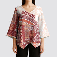Samoa Mamanu Siapo Crimson Kimono Sleeve Blouse Tatau Malie