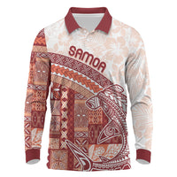 Samoa Mamanu Siapo Crimson Long Sleeve Polo Shirt Tatau Malie