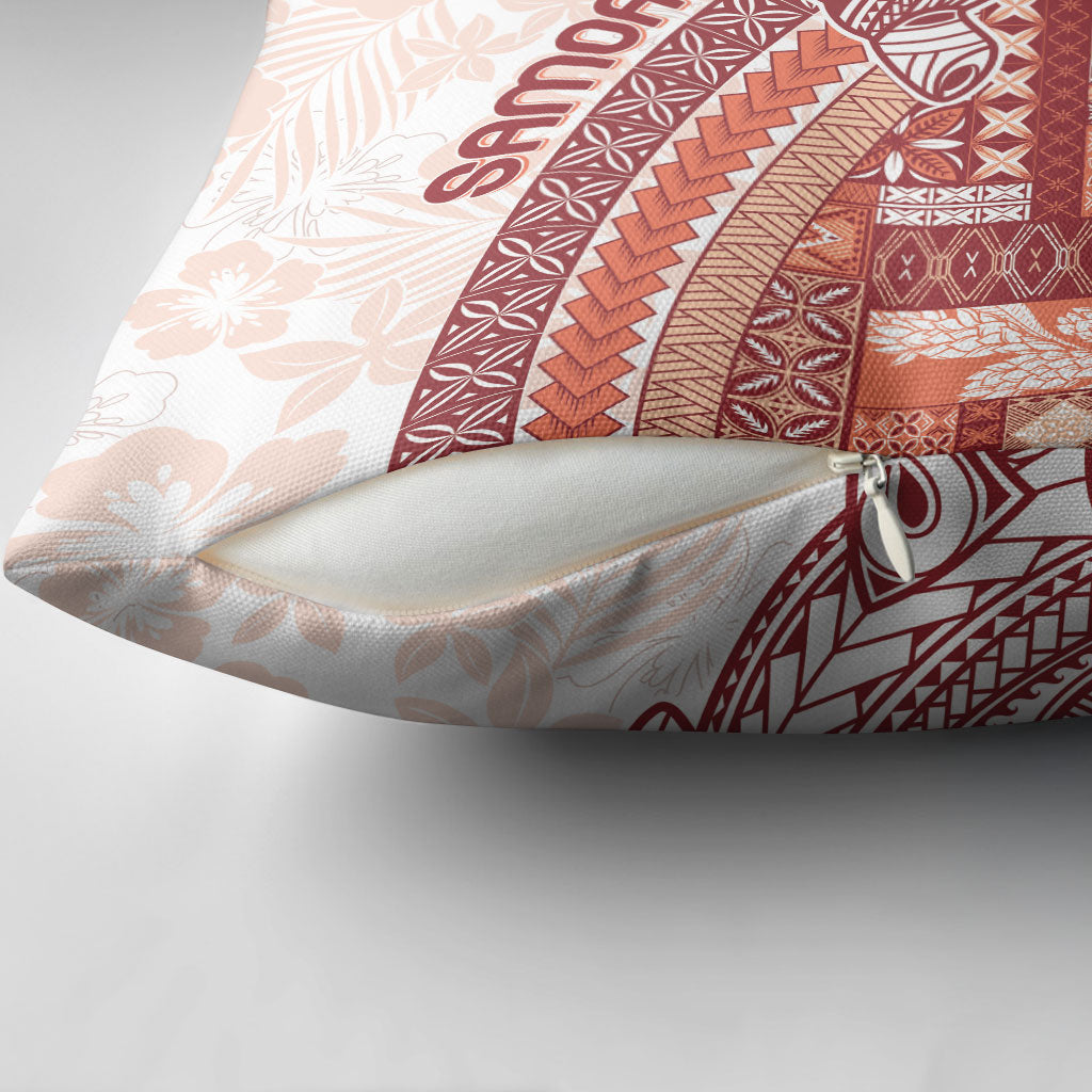 Samoa Mamanu Siapo Crimson Pillow Cover Tatau Malie