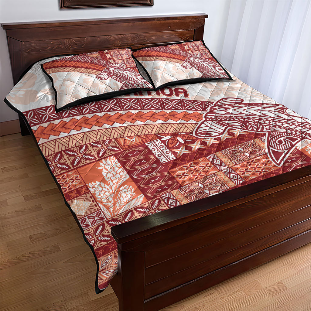 Samoa Mamanu Siapo Crimson Quilt Bed Set Tatau Malie