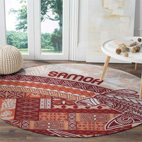 Samoa Mamanu Siapo Crimson Round Carpet Tatau Malie